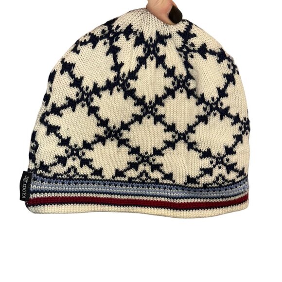 igloos fabulously rich FAIR ISLE black cream sweater knit winter pom pom hat - Picture 4 of 5